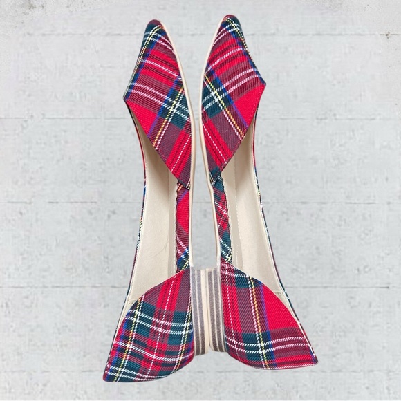 Isaac Mizrahi New York Amaya D'orsay Flat in Red Tartan Plaid Flats Size 9 1/2 - Picture 6 of 10